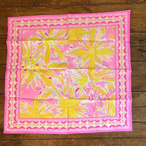 Lilly Pulitzer be the sunshine pink cotton scarf NWOT - Picture 1 of 6